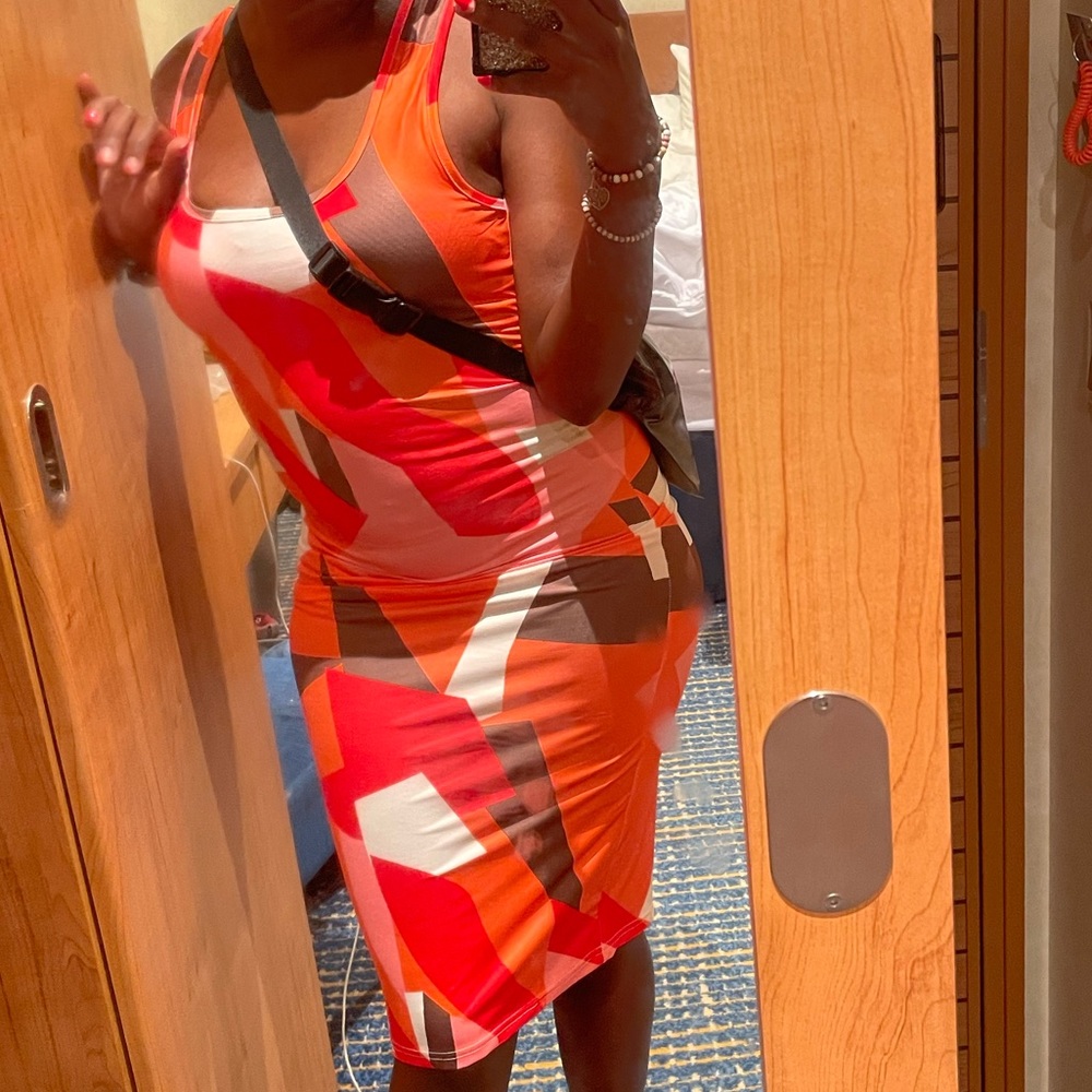 SHEIN Slayr Geo Print Scoop Neck Bodycon Dress